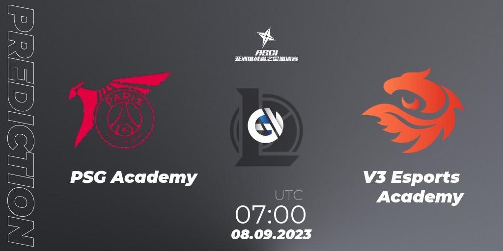 PSG Academy - V3 Esports Academy: Maç tahminleri. 08.09.2023 at 07:00, LoL, Asia Star Challengers Invitational 2023