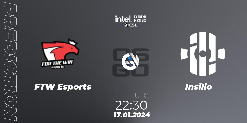 FTW Esports - Insilio: Maç tahminleri. 17.01.2024 at 22:30, Counter-Strike (CS2), Intel Extreme Masters China 2024: European Open Qualifier #1