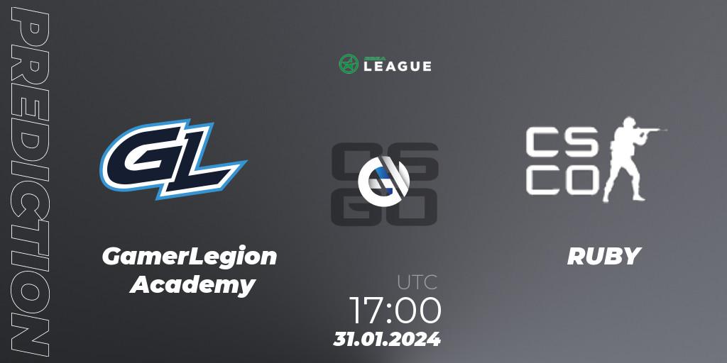 GamerLegion Academy - RUBY: Maç tahminleri. 31.01.2024 at 17:00, Counter-Strike (CS2), ESEA Season 48: Advanced Division - Europe