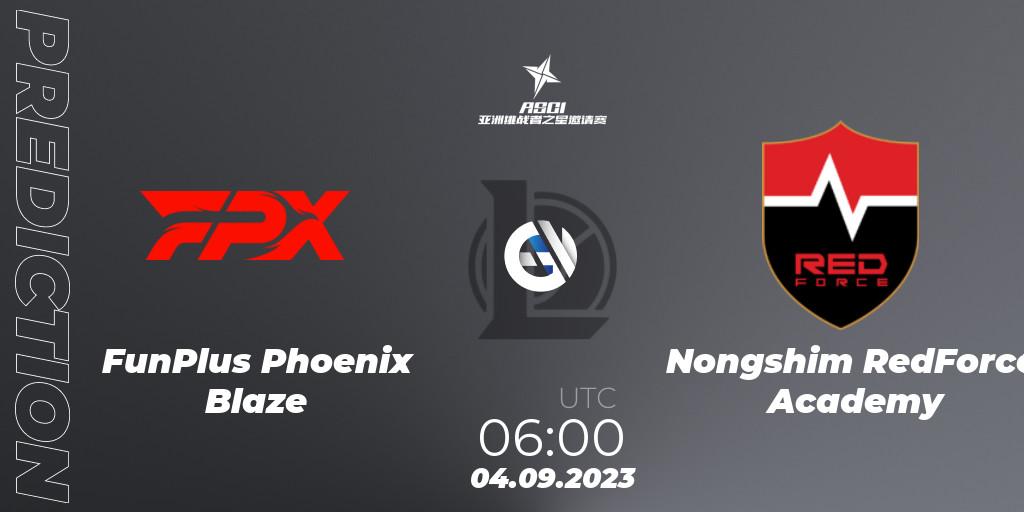 FunPlus Phoenix Blaze - Nongshim RedForce Academy: Maç tahminleri. 04.09.2023 at 06:00, LoL, Asia Star Challengers Invitational 2023