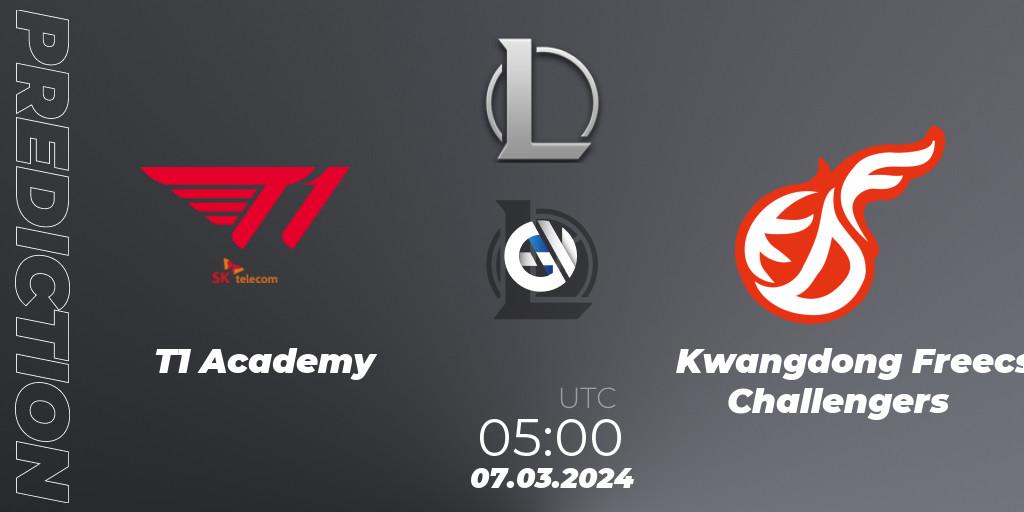 T1 Academy - Kwangdong Freecs Challengers: Maç tahminleri. 07.03.24, LoL, LCK Challengers League 2024 Spring - Group Stage