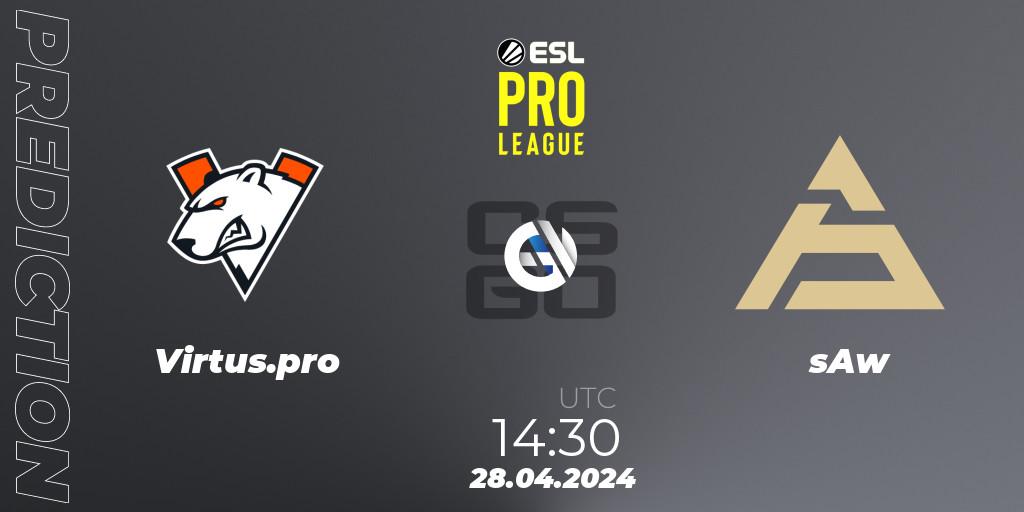 Virtus.pro - sAw: Maç tahminleri. 28.04.2024 at 14:30, Counter-Strike (CS2), ESL Pro League Season 19