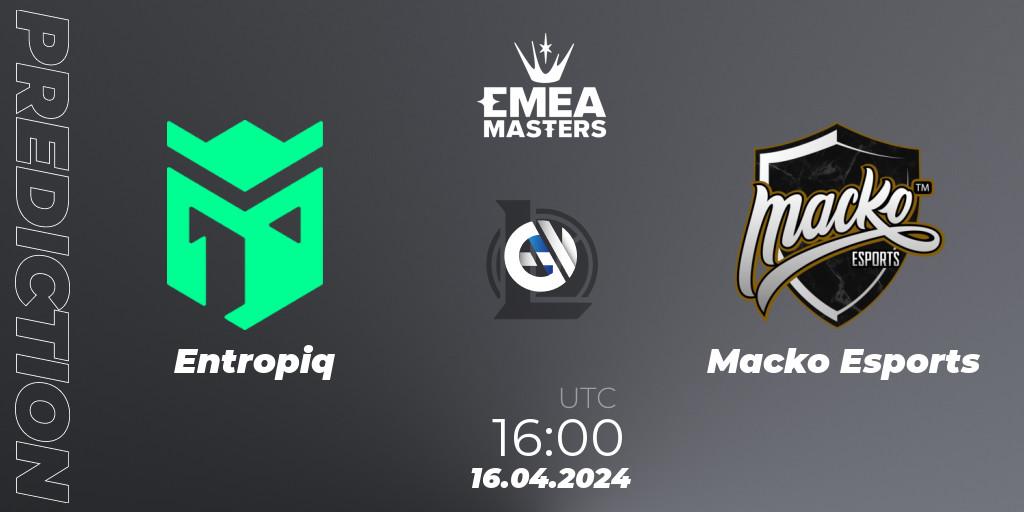 Entropiq - Macko Esports: Maç tahminleri. 16.04.2024 at 16:00, LoL, EMEA Masters Spring 2024 - Play-In