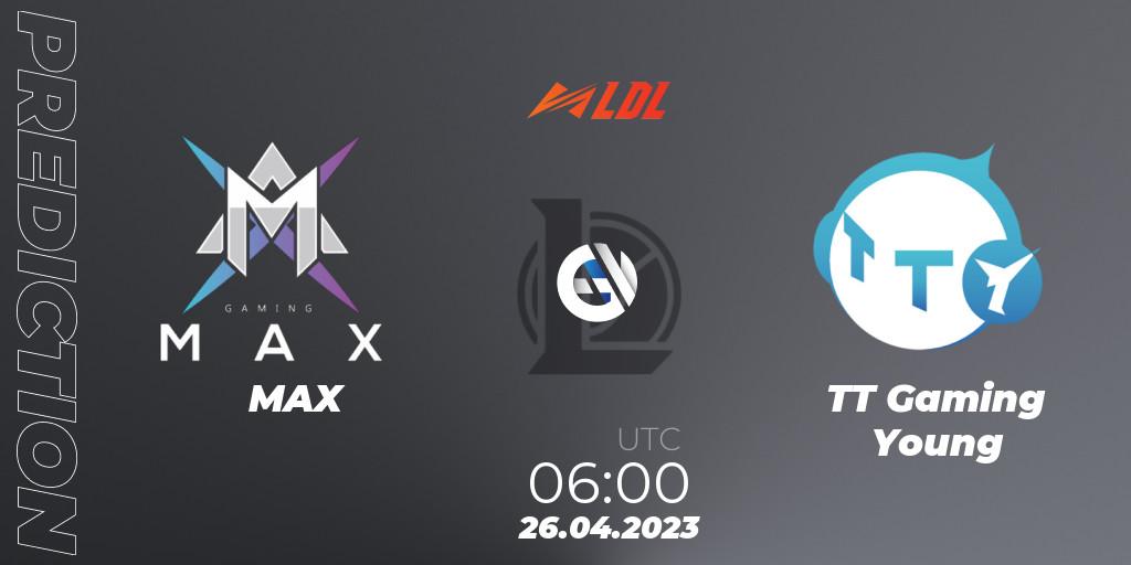 MAX - TT Gaming Young: Maç tahminleri. 26.04.2023 at 06:00, LoL, LDL 2023 - Regular Season - Stage 2