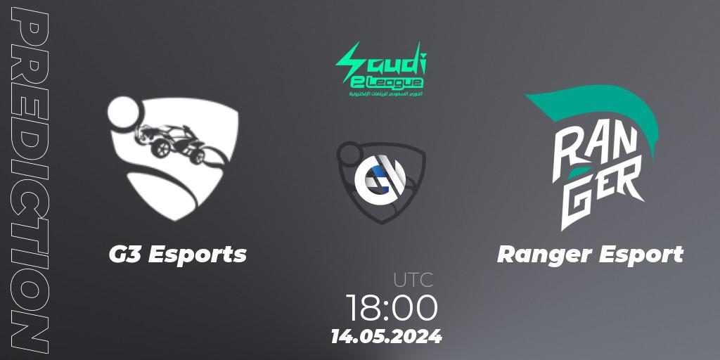 G3 Esports - Ranger Esport: Maç tahminleri. 14.05.2024 at 18:00, Rocket League, Saudi eLeague 2024 - Major 2: Online Major Phase 1