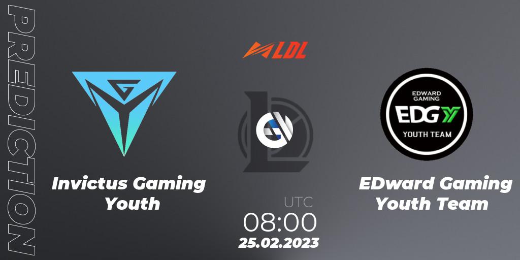 Invictus Gaming Youth - EDward Gaming Youth Team: Maç tahminleri. 25.02.2023 at 09:00, LoL, LDL 2023 - Regular Season
