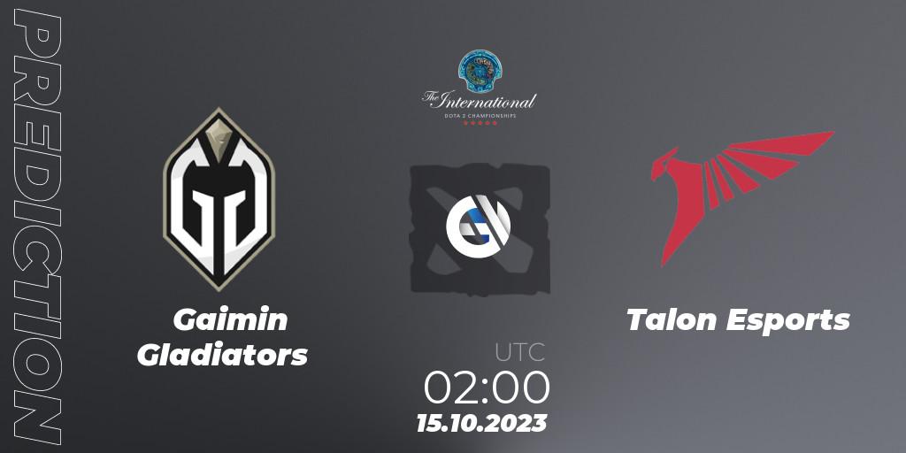 Gaimin Gladiators - Talon Esports: Maç tahminleri. 14.10.2023 at 23:46, Dota 2, The International 2023 - Group Stage