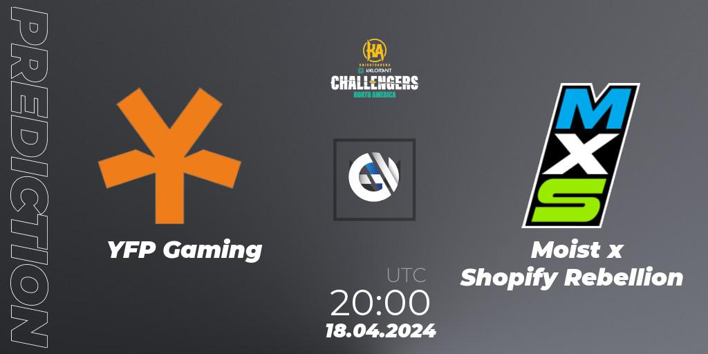 YFP Gaming - Moist x Shopify Rebellion: Maç tahminleri. 18.04.2024 at 20:00, VALORANT, VALORANT Challengers 2024: North America Split 1