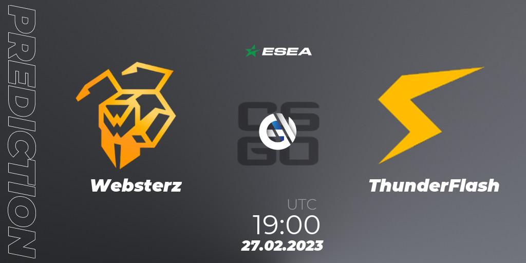 Websterz - ThunderFlash: Maç tahminleri. 27.02.2023 at 19:00, Counter-Strike (CS2), ESEA Season 44: Advanced Division - Europe