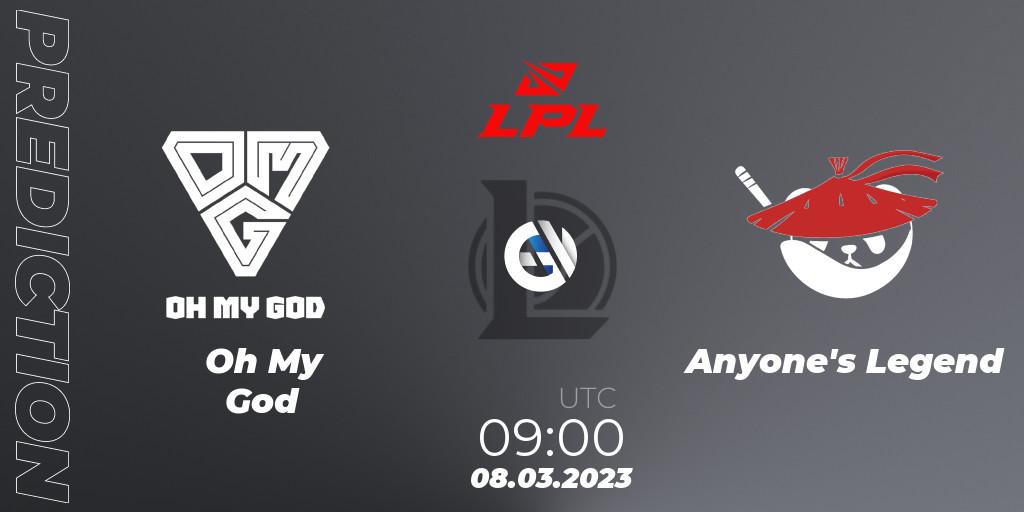Oh My God - Anyone's Legend: Maç tahminleri. 08.03.2023 at 09:00, LoL, LPL Spring 2023 - Group Stage