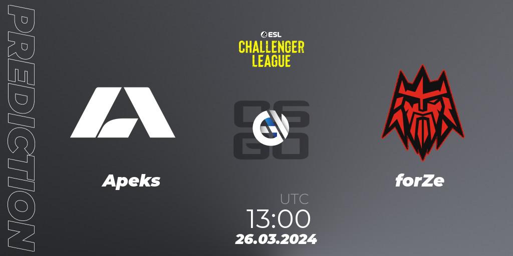 Apeks - forZe: Maç tahminleri. 26.03.24, CS2 (CS:GO), ESL Challenger League Season 47: Europe
