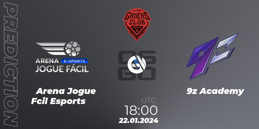 Arena Jogue Fácil Esports - 9z Academy: Maç tahminleri. 26.01.24, CS2 (CS:GO), Gamers Club Liga Série A: January 2024