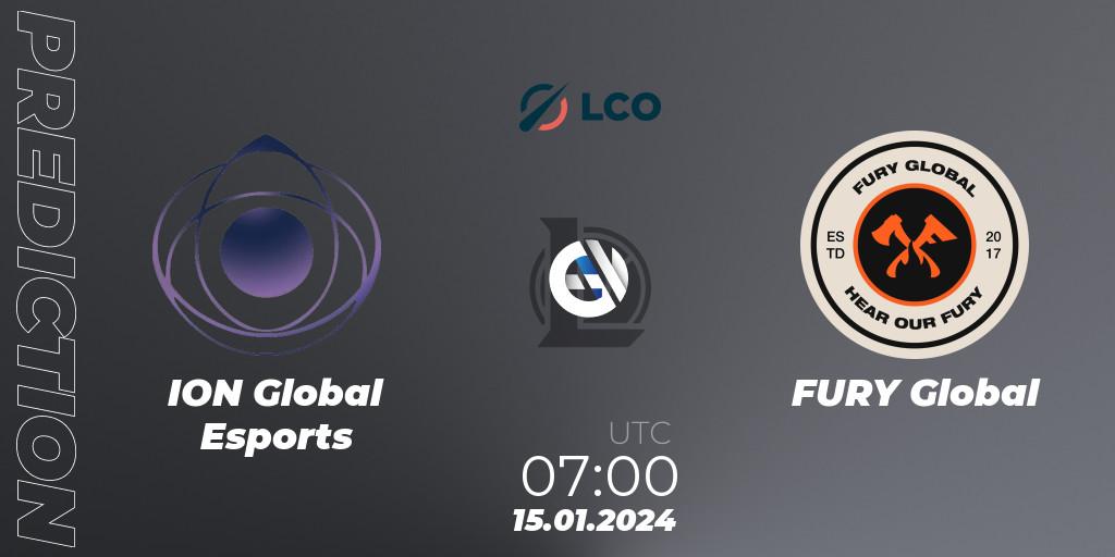 ION Global Esports - FURY Global: Maç tahminleri. 15.01.2024 at 07:00, LoL, LCO Split 1 2024 - Group Stage