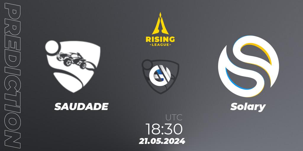 SAUDADE - Solary: Maç tahminleri. 21.05.2024 at 18:30, Rocket League, Rising League 2024 — Split 1 — Main Event