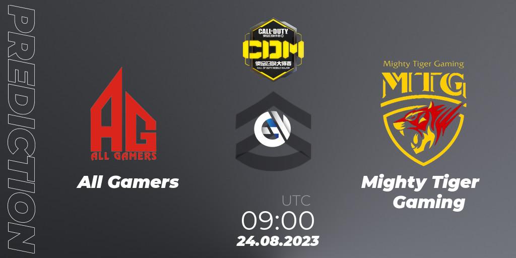All Gamers - Mighty Tiger Gaming: Maç tahminleri. 24.08.2023 at 09:00, Call of Duty, China Masters 2023 S6 - Stage 2