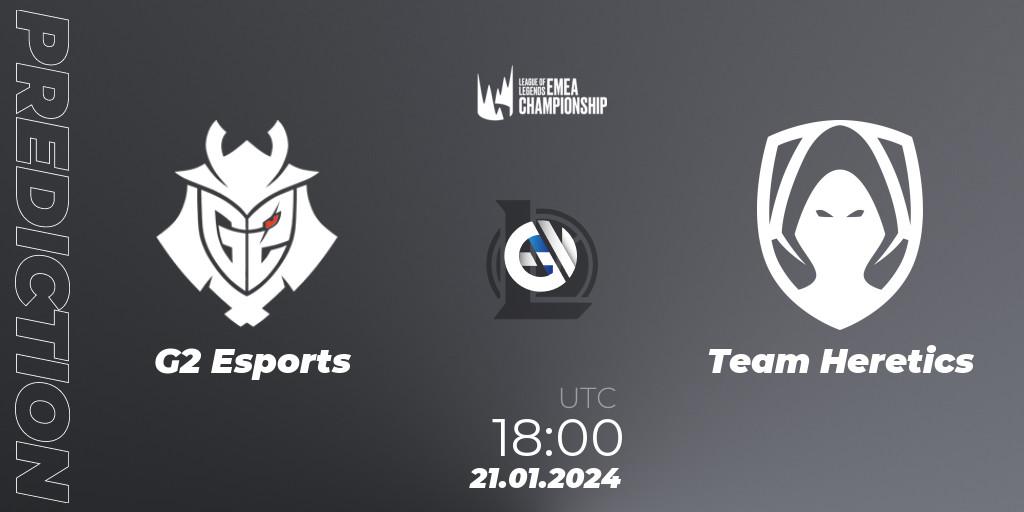 G2 Esports - Team Heretics: Maç tahminleri. 21.01.2024 at 18:00, LoL, LEC Winter 2024 - Regular Season
