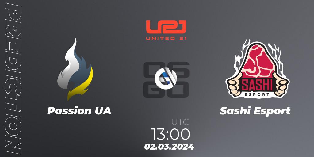 Passion UA - Sashi Esport: Maç tahminleri. 02.03.2024 at 13:00, Counter-Strike (CS2), United21 Season 12