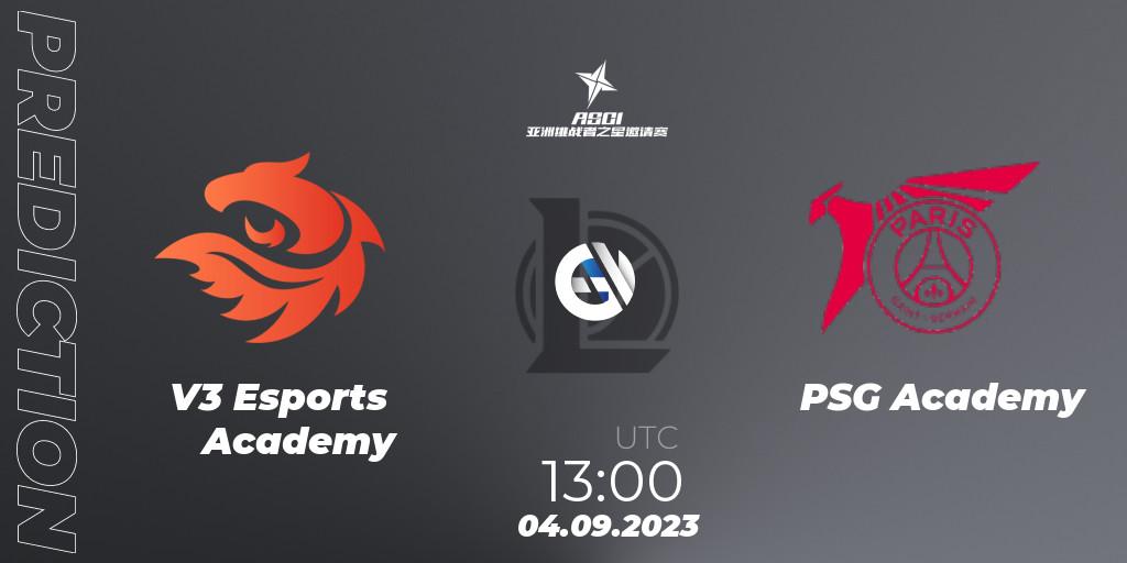 V3 Esports Academy - PSG Academy: Maç tahminleri. 04.09.2023 at 13:25, LoL, Asia Star Challengers Invitational 2023