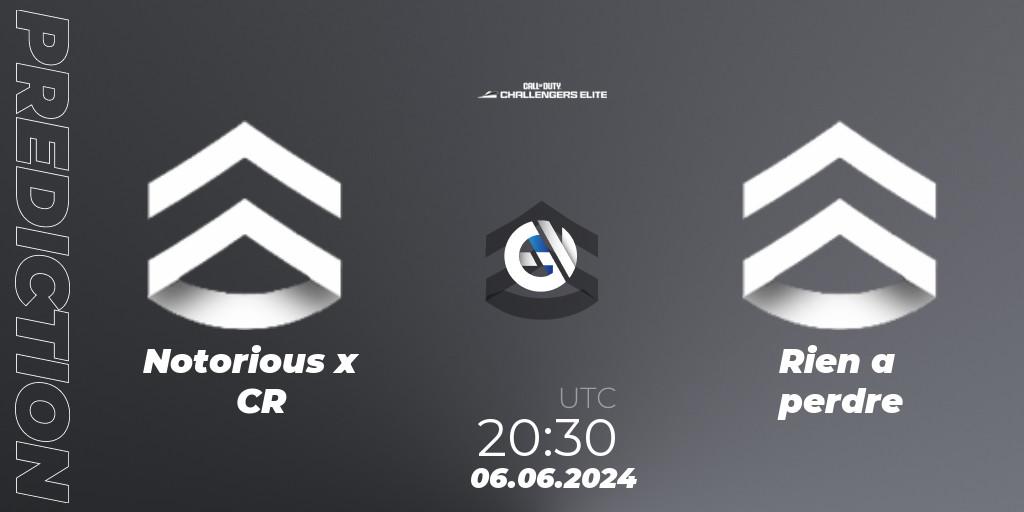 Notorious x CR - Rien a perdre: Maç tahminleri. 06.06.2024 at 19:30, Call of Duty, Call of Duty Challengers 2024 - Elite 3: EU