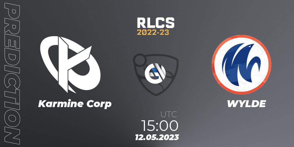Karmine Corp - WYLDE: Maç tahminleri. 12.05.2023 at 15:00, Rocket League, RLCS 2022-23 - Spring: Europe Regional 1 - Spring Open