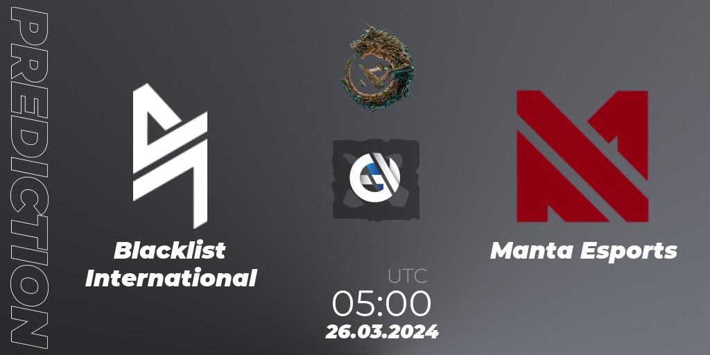 Blacklist International - Manta Esports: Maç tahminleri. 26.03.24, Dota 2, PGL Wallachia Season 1: Southeast Asia Closed Qualifier