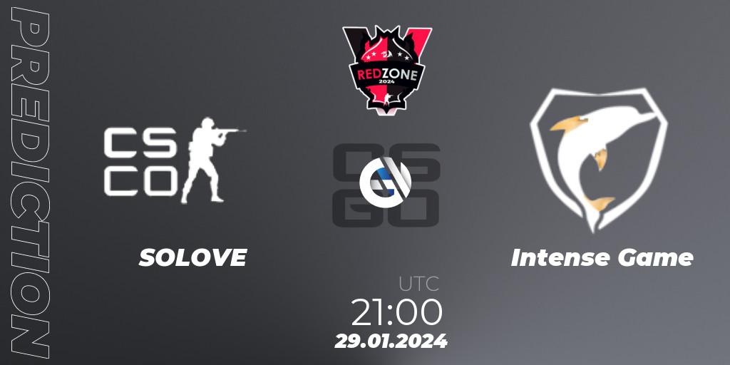 SOLOVE - Intense Game: Maç tahminleri. 29.01.2024 at 21:00, Counter-Strike (CS2), RedZone PRO League Season 1