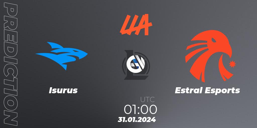 Isurus - Estral Esports: Maç tahminleri. 31.01.2024 at 01:00, LoL, LLA 2024 Opening Group Stage