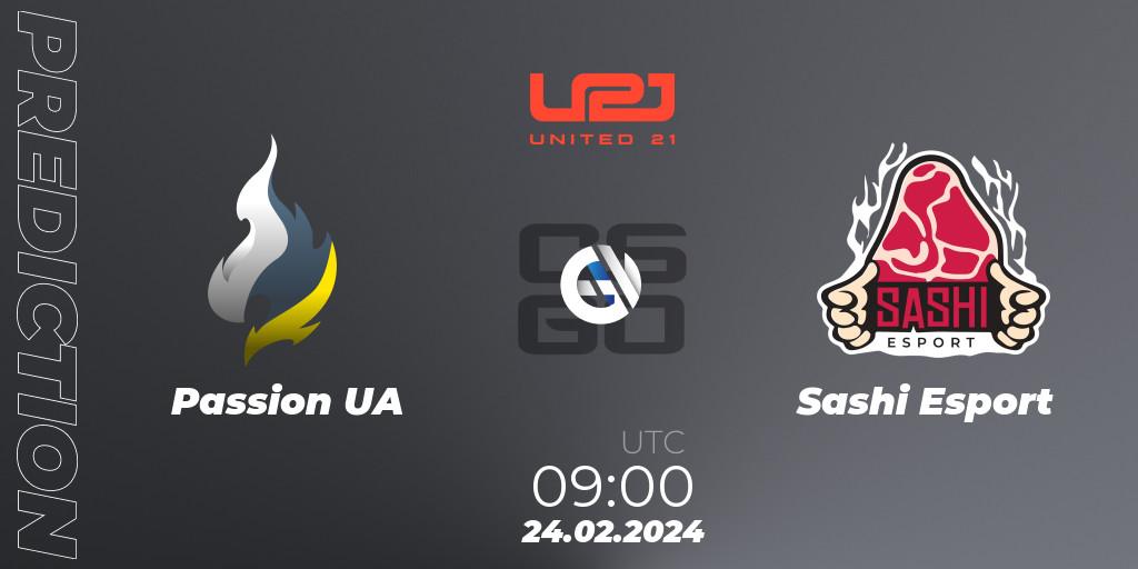 Passion UA - Sashi Esport: Maç tahminleri. 24.02.2024 at 09:00, Counter-Strike (CS2), United21 Season 12