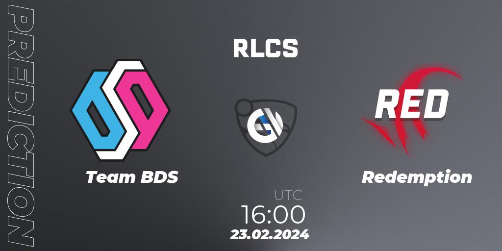 Team BDS - Redemption: Maç tahminleri. 23.02.2024 at 16:00, Rocket League, RLCS 2024 - Major 1: Europe Open Qualifier 2