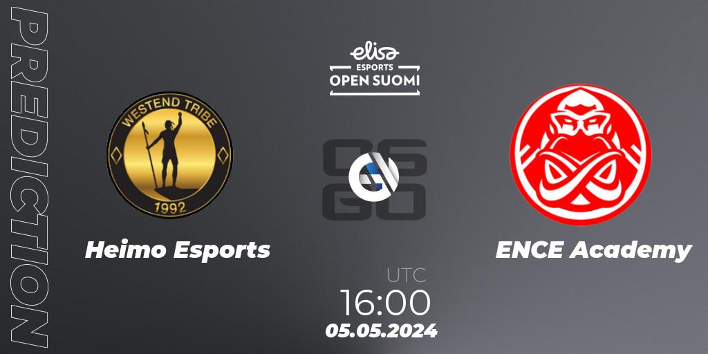 Heimo Esports - ENCE Academy: Maç tahminleri. 05.05.2024 at 16:00, Counter-Strike (CS2), Elisa Open Suomi Season 6