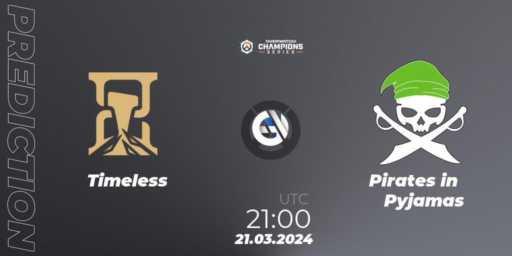 Timeless - Pirates in Pyjamas: Maç tahminleri. 21.03.2024 at 21:00, Overwatch, Overwatch Champions Series 2024 - North America Stage 1 Main Event