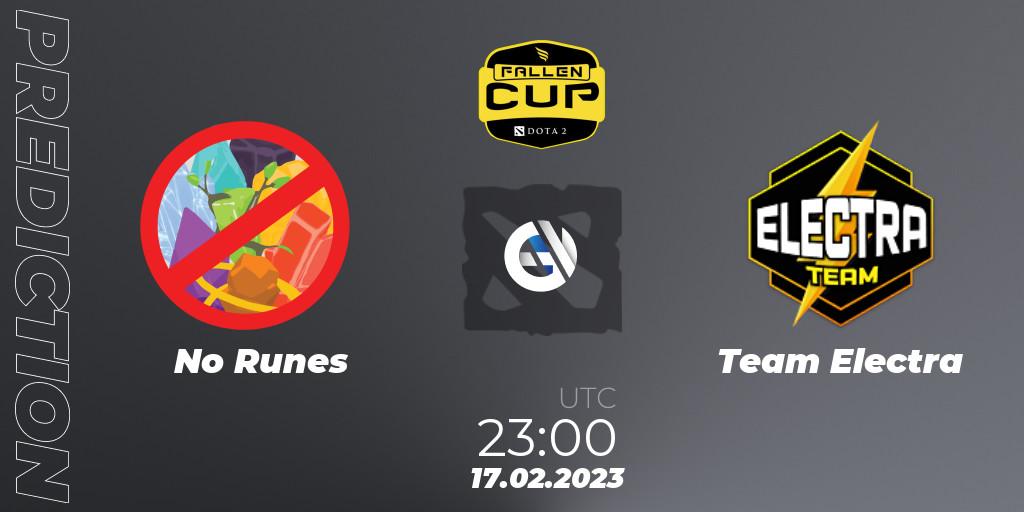 No Runes - Team Electra: Maç tahminleri. 17.02.2023 at 23:01, Dota 2, Fallen Cup Season 2