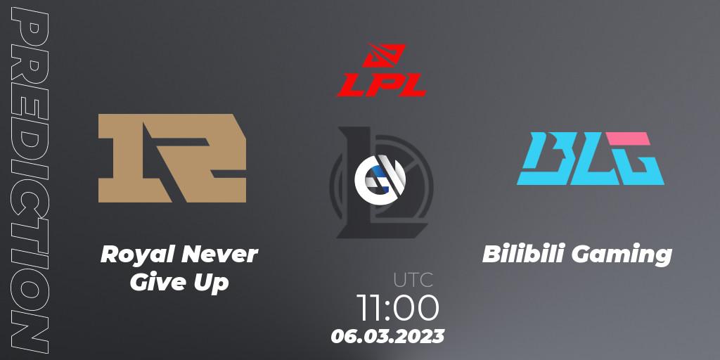 Royal Never Give Up - Bilibili Gaming: Maç tahminleri. 06.03.2023 at 11:20, LoL, LPL Spring 2023 - Group Stage