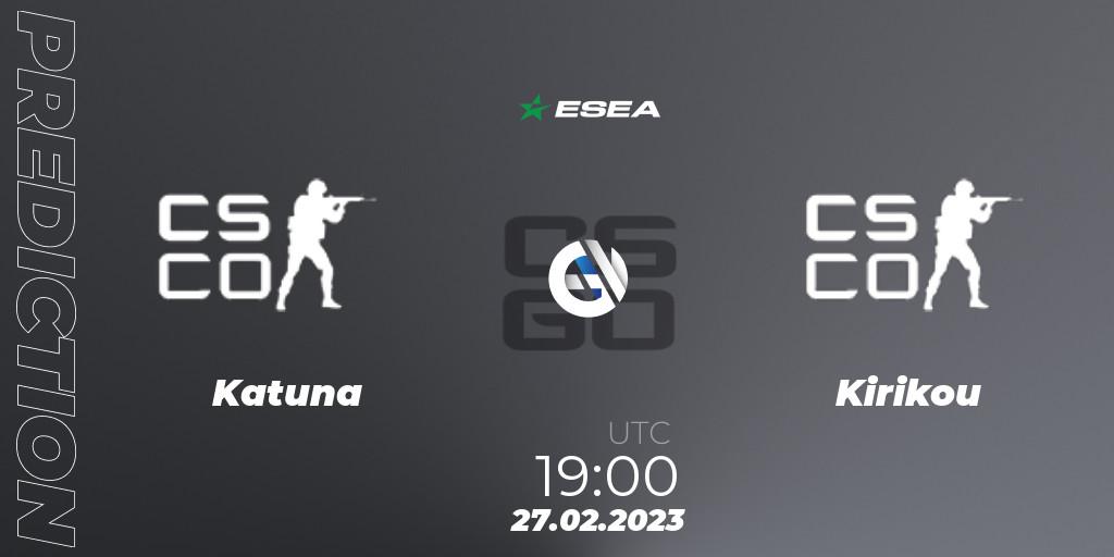 Katuna - Kirikou: Maç tahminleri. 02.03.2023 at 15:00, Counter-Strike (CS2), ESEA Season 44: Advanced Division - Europe