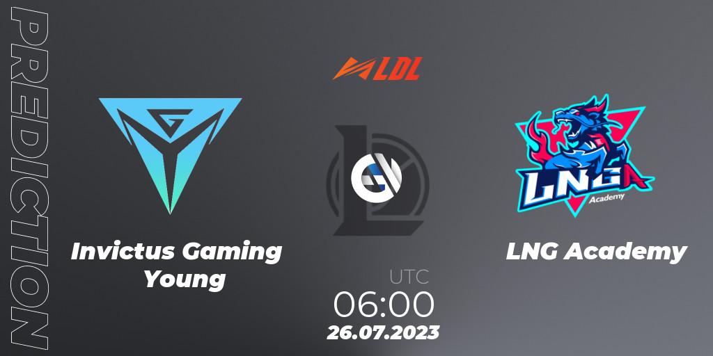 Invictus Gaming Young - LNG Academy: Maç tahminleri. 26.07.2023 at 06:00, LoL, LDL 2023 - Playoffs