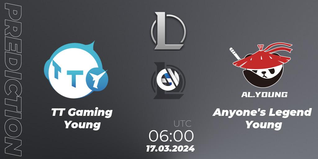 TT Gaming Young - Anyone's Legend Young: Maç tahminleri. 17.03.2024 at 06:00, LoL, LDL 2024 - Stage 1