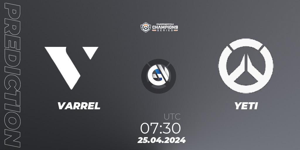 VARREL - YETI: Maç tahminleri. 25.04.2024 at 07:30, Overwatch, Overwatch Champions Series 2024 - Asia Stage 1 Main Event