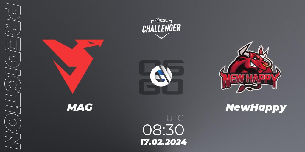 MAG - NewHappy: Maç tahminleri. 17.02.2024 at 08:30, Counter-Strike (CS2), ESL Challenger #56: Asian Qualifier