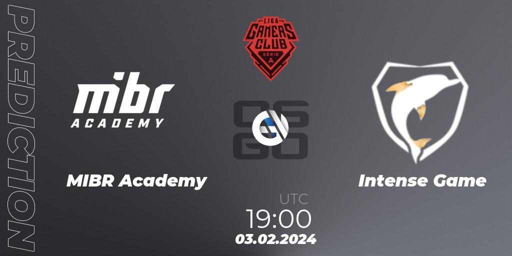 MIBR Academy - Intense Game: Maç tahminleri. 03.02.2024 at 19:00, Counter-Strike (CS2), Gamers Club Liga Série A: January 2024