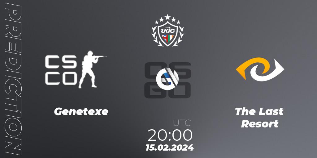 Genetexe - The Last Resort: Maç tahminleri. 15.02.2024 at 20:00, Counter-Strike (CS2), UKIC League Season 1: Division 1