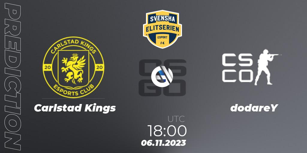 Carlstad Kings - dodareY: Maç tahminleri. 06.11.2023 at 18:00, Counter-Strike (CS2), Svenska Elitserien Fall 2023: Online Stage