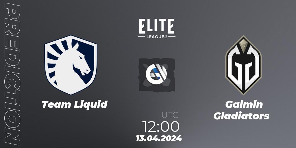 Team Liquid - Gaimin Gladiators: Maç tahminleri. 13.04.24, Dota 2, Elite League