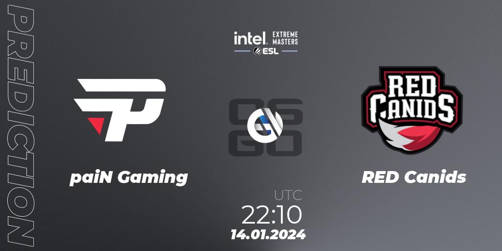 paiN Gaming - RED Canids: Maç tahminleri. 14.01.24, CS2 (CS:GO), Intel Extreme Masters China 2024: South American Open Qualifier #1