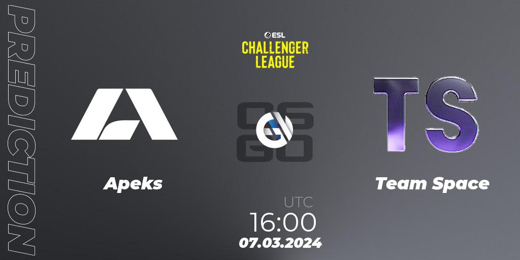 Apeks - Team Space: Maç tahminleri. 07.03.24, CS2 (CS:GO), ESL Challenger League Season 47: Europe