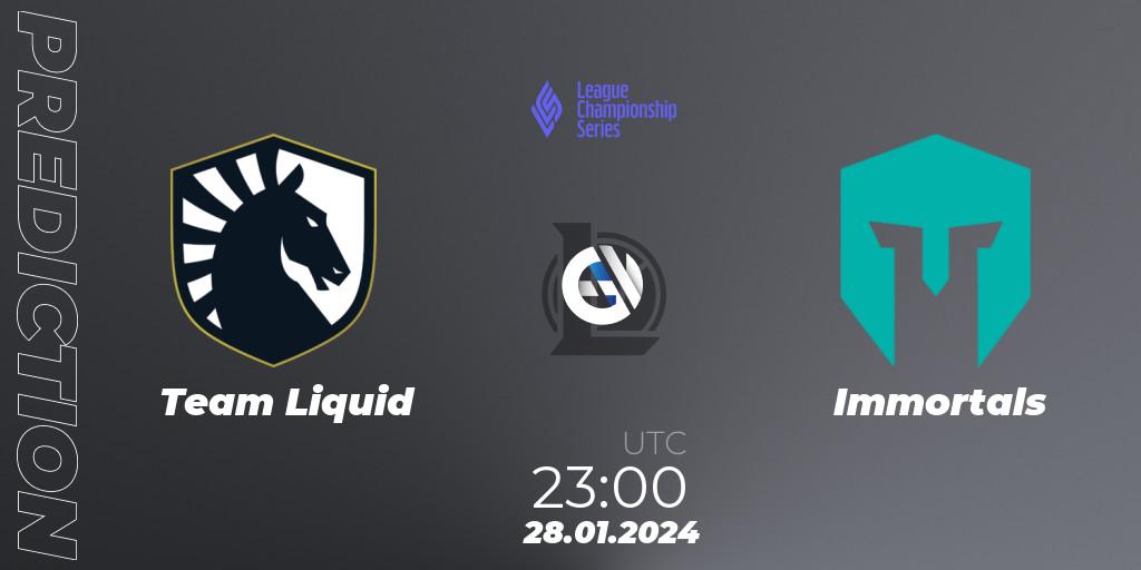 Team Liquid - Immortals: Maç tahminleri. 28.01.2024 at 23:00, LoL, LCS Spring 2024 - Group Stage