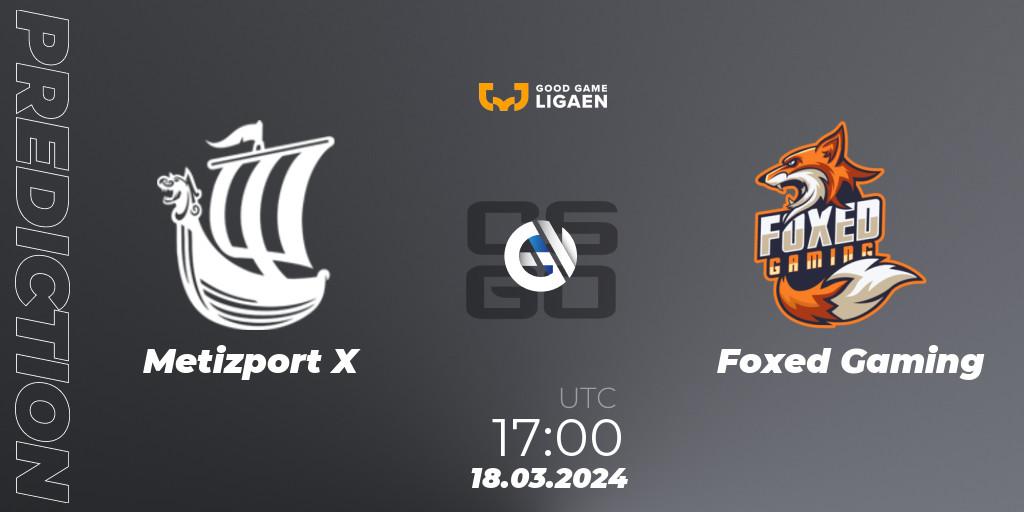 Metizport X - Foxed Gaming: Maç tahminleri. 18.03.2024 at 17:00, Counter-Strike (CS2), Good Game-ligaen Spring 2024