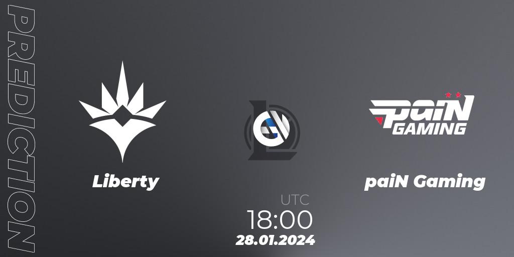 Liberty - paiN Gaming: Maç tahminleri. 28.01.2024 at 18:00, LoL, CBLOL Split 1 2024 - Group Stage