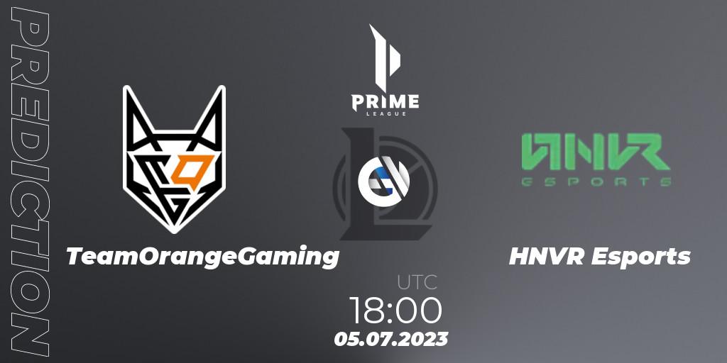 TeamOrangeGaming - HNVR Esports: Maç tahminleri. 05.07.2023 at 18:00, LoL, Prime League 2nd Division Summer 2023