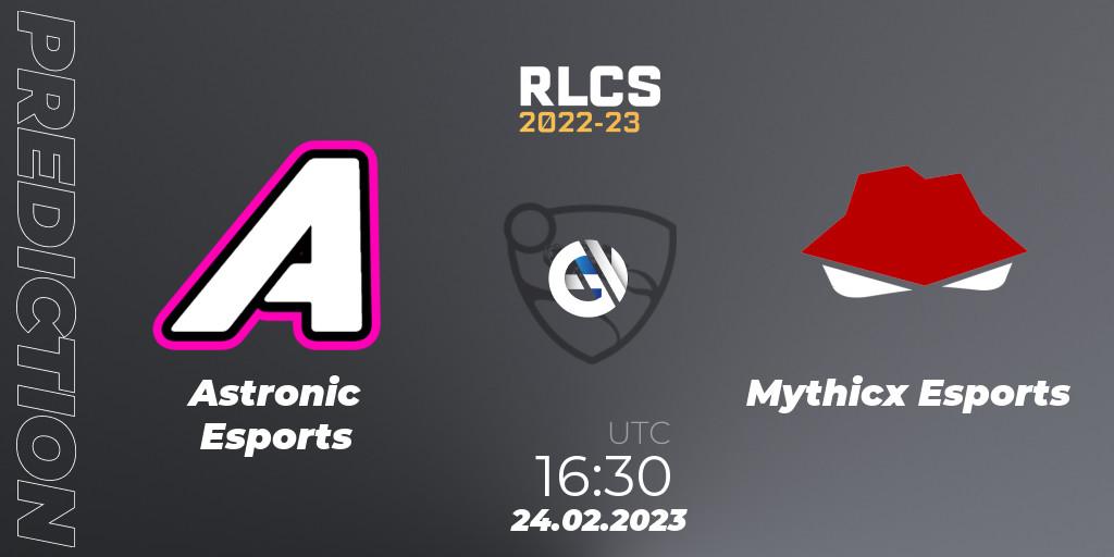 Astronic Esports - Mythicx Esports: Maç tahminleri. 24.02.2023 at 16:30, Rocket League, RLCS 2022-23 - Winter: Sub-Saharan Africa Regional 3 - Winter Invitational