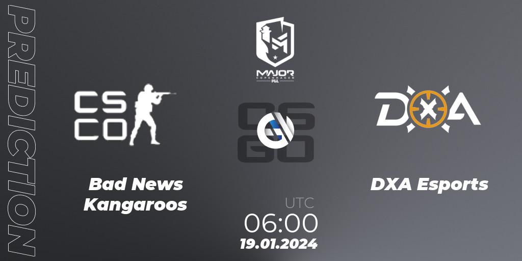 Bad News KangaroosN - DXA Esports: Maç tahminleri. 19.01.2024 at 06:10, Counter-Strike (CS2), PGL CS2 Major Copenhagen 2024 Oceania RMR Closed Qualifier